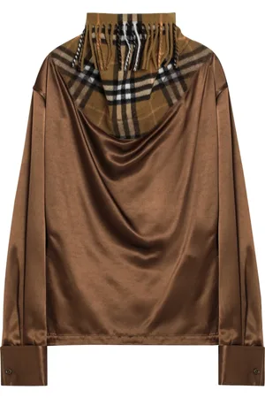 Burberry Bluser & Skjorter, Dame, Brun, S, Maglia Girocollo Bluse