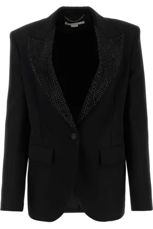Stella McCartney Jakke, Dame, Sort, XS, Uld, Hotfix Single Breasted Embellished Blazer