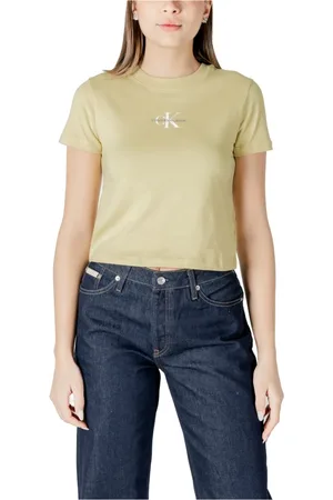 Calvin Klein Top, Dame, Gul, XS, Bomuld, Gul Bomulds T-Shirt