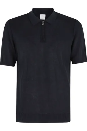 ELEVENTY Top, Herre, Blå, M, Uld, Half-Zip Pullover Sweater