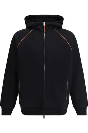 Brunello Cucinelli Sweathshirts & Hoodies, Herre, Sort, L, Læder, Techno Cotton French Terry Hættetrøje