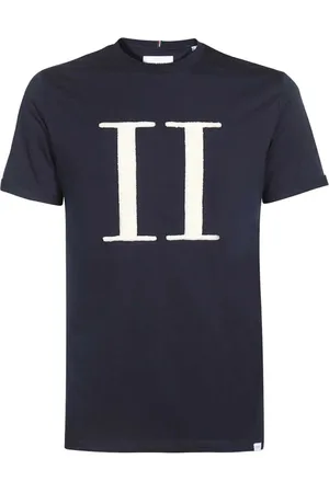 Les Deux Top, Herre, Blå, XS, Bomuld, Bomulds T-shirt med rund hals og bouclé detalje