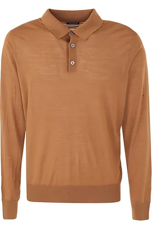 Ermenegildo Zegna Top, Herre, Brun, 3XL, Uld, High Performance Langærmet Polo