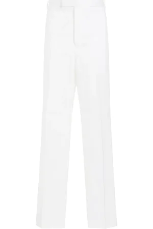 Thom Browne Bukser, Herre, Hvid, 2XL, Bomuld, Hvide bomulds chinos bukser med lige ben