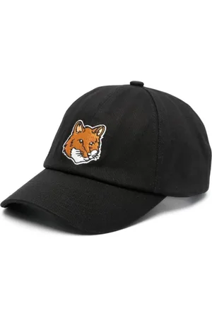 Maison Kitsuné Tilbehør, Herre, Sort, ONE SIZE, Bomuld, Broderet Fox Baseball Cap