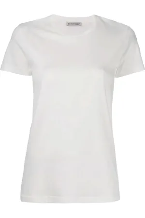 Moncler Top, Dame, Hvid, L, Bomuld, Bomulds T-shirt