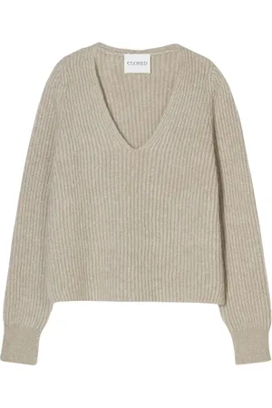 Closed Strik, Dame, , S, Uld, V-hals Sweater Fisherman`s Rib