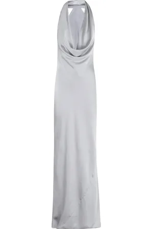 Norma Kamali Kjole, Dame, Grå, L, Polyester, Elegant Draperet Bias Kjole