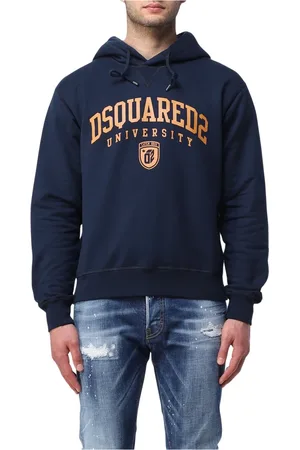 Dsquared2 Sweathshirts & Hoodies, Herre, Blå, L, Bomuld, University print hoodie
