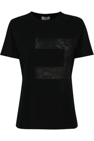 Elisabetta Franchi Top, Dame, Sort, XS, Bomuld, Logo T-shirt