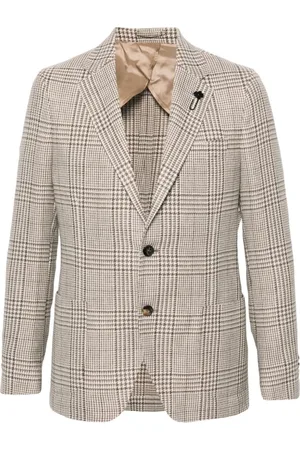 LARDINI Jakke, Herre, , XL, Uld, Check Jakke med Broche Detalje