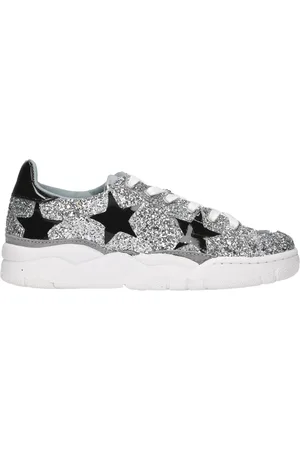 Chiara Ferragni Sko, Dame, Grå, 36 EU, Glitter Sølv Sneakers