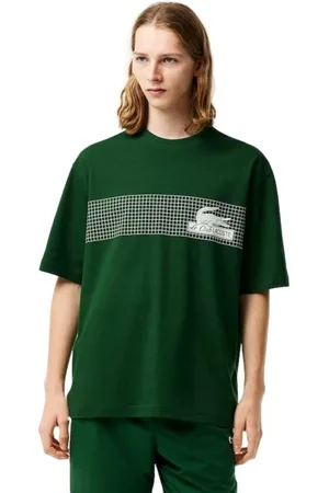 Lacoste Top, Dame, Grøn, 2XL, Bomuld, Loose Fit Tennis Print T-shirt