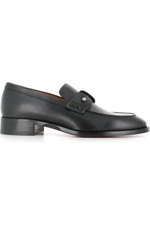 Christian Louboutin Sko, Herre, Sort, 42 EU, Læder, Sort læder mokkasin med sølvfarvet nål