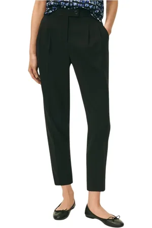 Brooks Brothers Bukser, Dame, Sort, M, Polyester, Cropped Fine Twill Crepe Straight-Leg Bukser
