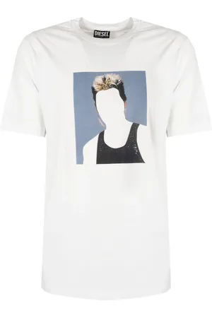 Diesel Top, Herre, Hvid, L, Bomuld, Minimalistisk T-shirt med Rund Hals