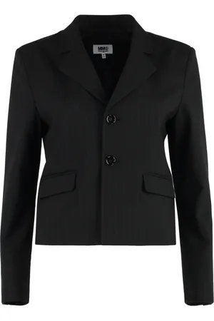 Maison Margiela Jakke, Dame, Sort, M, Uld, Nålestribet jakke med reverskrave