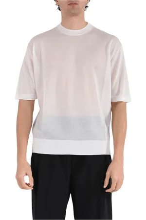LANEUS Top, Herre, Hvid, M, Lyocell Strik Crewneck T-shirt