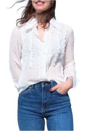 Masons Bluser & Skjorter, Dame, Hvid, XS, Nicole Ruffled Viscose Skjorte