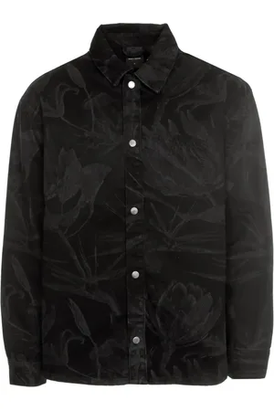 Daily paper Skjorte, Herre, Sort, XL, Denim, Floral Denim Laser Skjorte