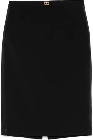 Elisabetta Franchi Nederdel, Dame, Sort, XS, Satin, Crêpe nederdel med satinbånd