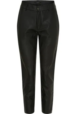 Btfcph Bukser, Dame, Sort, M, Læder, Sort læderleggings med gunmetal-detaljer