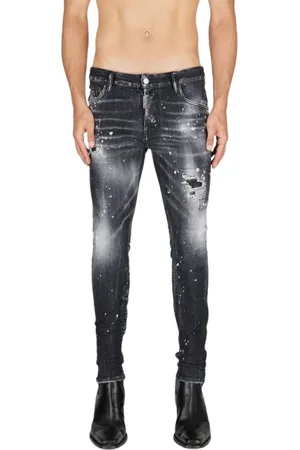 Dsquared2 Jeans, Herre, Sort, XS, Bomuld, Sort Skinny Jeans med Huller