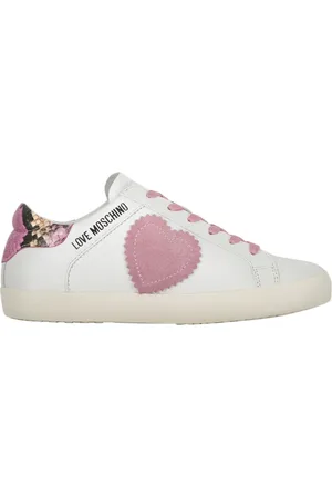 Moschino Sko, Dame, Hvid, 35 EU, Læder, Low-top Sneakers med Kontrastdetaljer
