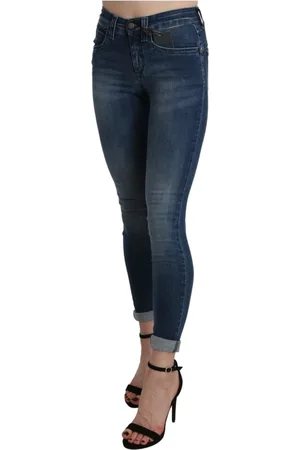ERMANNO SCERVINO Jeans, Dame, Blå, W28, Bomuld, Blå Vasket Højtaljede Skinny Cropped Bomulds Jeans
