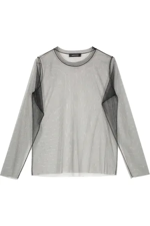 Fabiana Filippi Top, Dame, Sort, M, Uld, Mesh Langærmet Elastisk Top