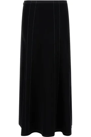 Stella McCartney Nederdel, Dame, Sort, S, Front-Slit Midi Skirt