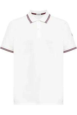 Moncler Top, Herre, Hvid, S, Bomuld, Logo-Patch Polo Shirt