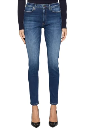 Dondup Jeans, Dame, Blå, W31, Bomuld, Iris Super Skinny højtaljede ankeljeans