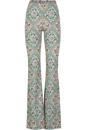 Etro Bukser, Dame, Flerfarvet, XS, Flared Floral Medallion Bukser