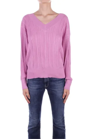 Liu Jo Strik, Dame, Lilla, L, Polyester, Lilla Sweater med Metallisk Tråd