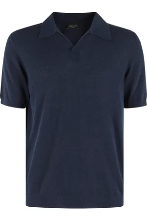 Roberto Collina Top, Herre, Blå, L, Bomuld, Navy Polo Shirt Short Sleeve