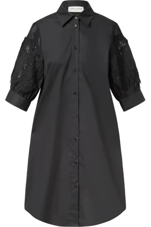 ERMANNO SCERVINO Kjole, Dame, Sort, XS, Broderet skjorte med moderne elegance