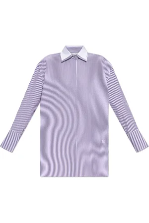 Max Mara Bluser & Skjorter, Dame, Lilla, L, Bomuld, Skjorte med strikmønster