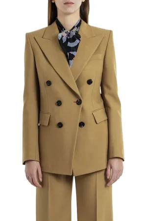 Chloé Jakke, Dame, Grøn, XL, Uld, Double Breasted Uld Blazer Jakke