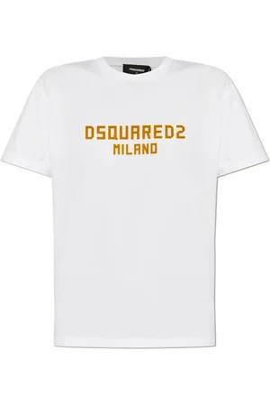 Dsquared2 Top, Dame, Hvid, M, Bomuld, T-shirt med logo i fløjl