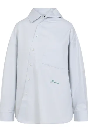 Jacquemus Bluser & Skjorter, Dame, Blå, 3XS, Bomuld, Grå Bomuldsskjorte Hæv Garderobe Stil