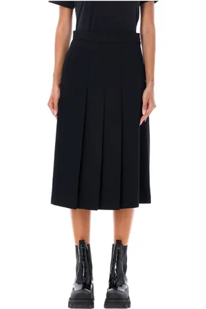 Comme des Garçons Nederdel, Dame, Sort, S, Uld, Sort Plisseret Midi Nederdel