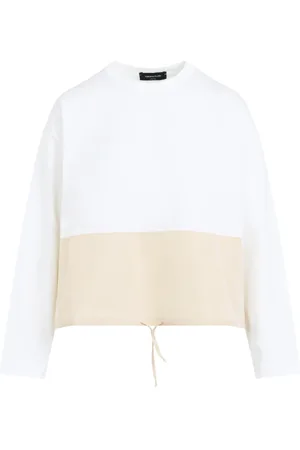 Fabiana Filippi Top, Dame, Flerfarvet, 2XS, Bomuld, Two-Toned T-shirt med snøre i kanten