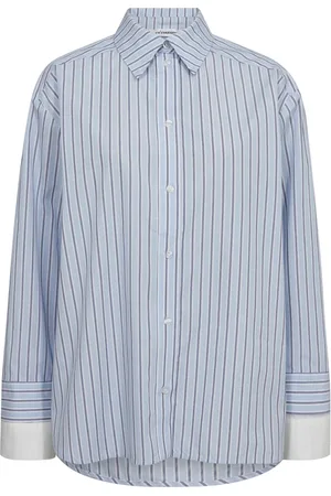 Co`Couture Bluser & Skjorter, Dame, Blå, L, Bomuld, Lyseblå Skjortebluse med Dobbelte Manchetter