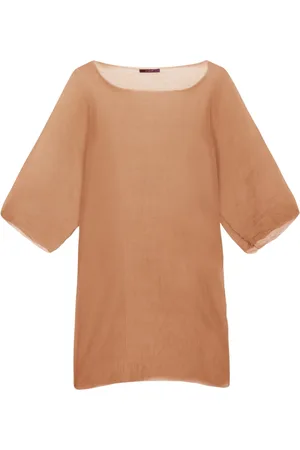 Cortana Top, Dame, Brun, S, Silke Box Neck Top