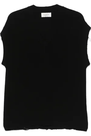 LANEUS Strik, Herre, Sort, S, Sort V-hals Ærmeløs Sweater