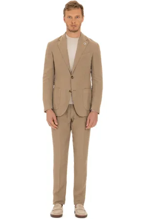 LARDINI Jakkesæt, Herre, Brun, XL, Uld, Deconstructed Jakke og Slim Bukser