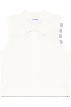 Thom Browne Top, Dame, Hvid, 2XS, Ærmeløs Polo Top
