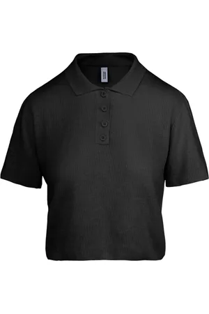 Bomboogie Top, Dame, Sort, XL, Bomuld, Linen Cotton Knit Polo Shirt
