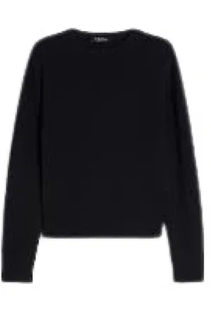 Max Mara Sweathshirts & Hoodies, Dame, Blå, L, Uld, Stilfuld Striktrøje Sweatshirt